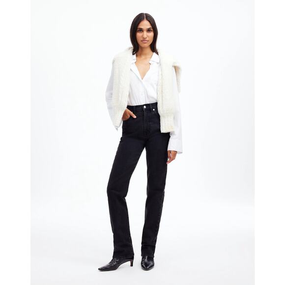 Madewell‎ High Rise 90s Belmere Wash Straight Leg Jeans Black Size 30 - Picture 1 of 10